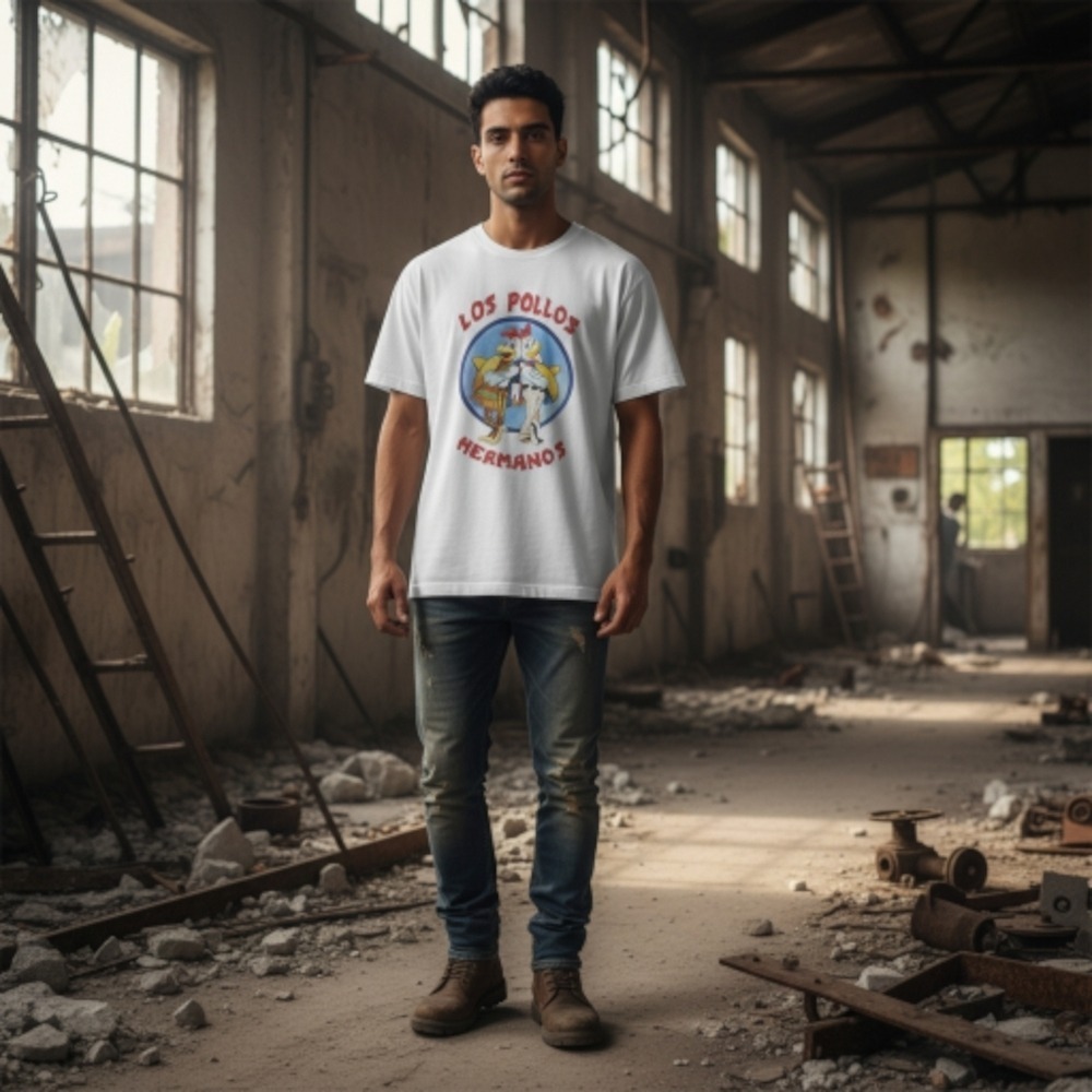 Breaking Bad Los Pollos Hermanos White Graphic T-Shirt Size Med